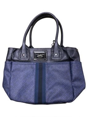 Tommy Hilfiger Midnight Blue Stripe Tote with Black Trim